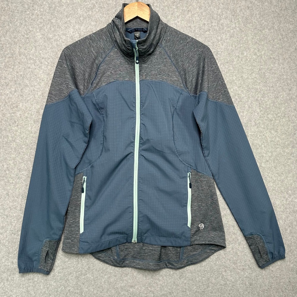 Mountain Hardwear Womens M Mistrala Mock Hybrid‎ Softshell Jacket Blue Gray Run